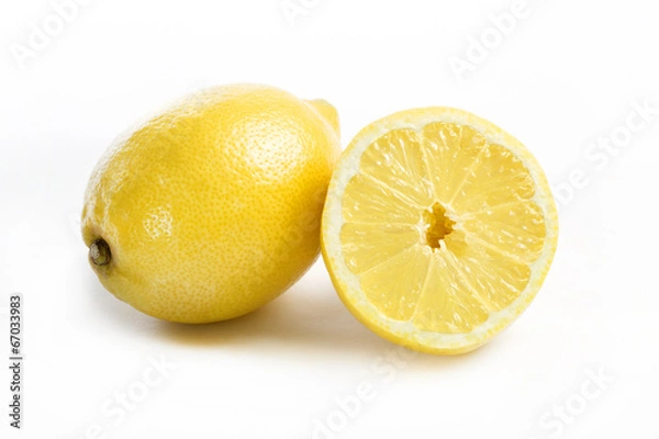 Fototapeta Fresh lemons on a white background