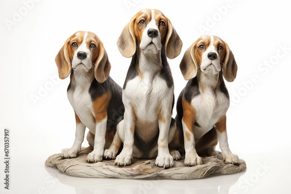 Fototapeta beagle puppy on white background generative ai