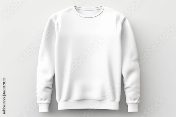 Fototapeta A white sweatshirt with a long sleeve on a white background