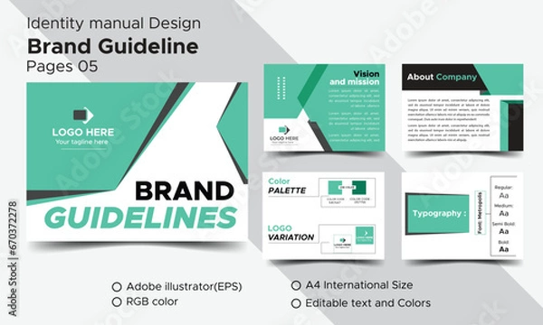 Fototapeta Clean Brand Guidelines Presentation Layout Design