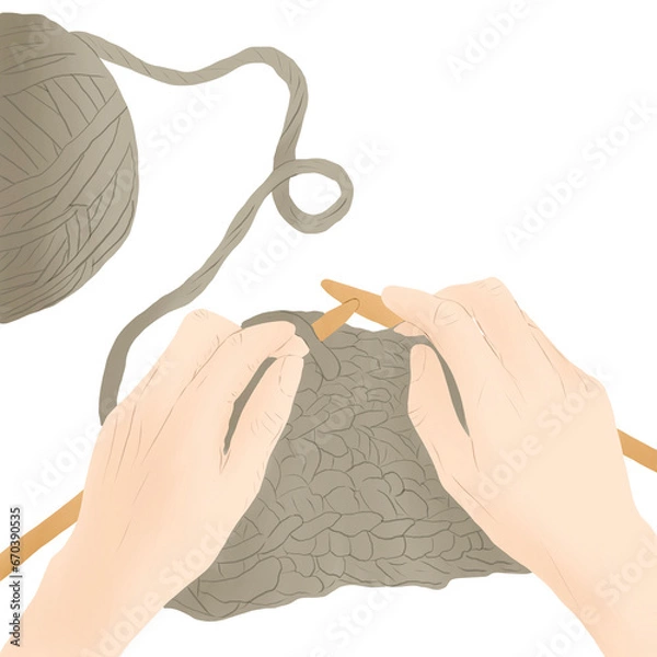 Obraz hand holding knitting yarn