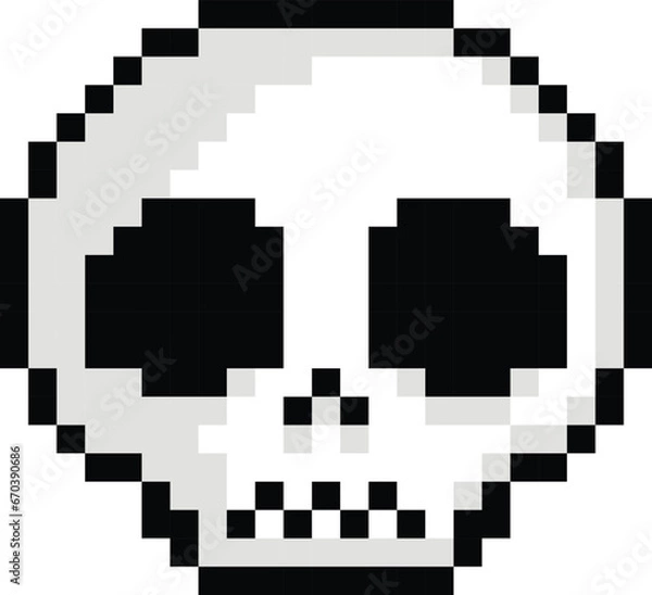 Fototapeta Skull pixel art Vector image or clip art