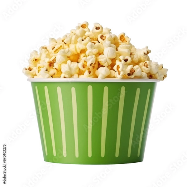 Obraz green box of popcorn isolated on a transparent background