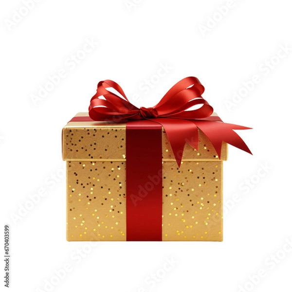 Obraz golden glitter gift box isolated over a transparent background