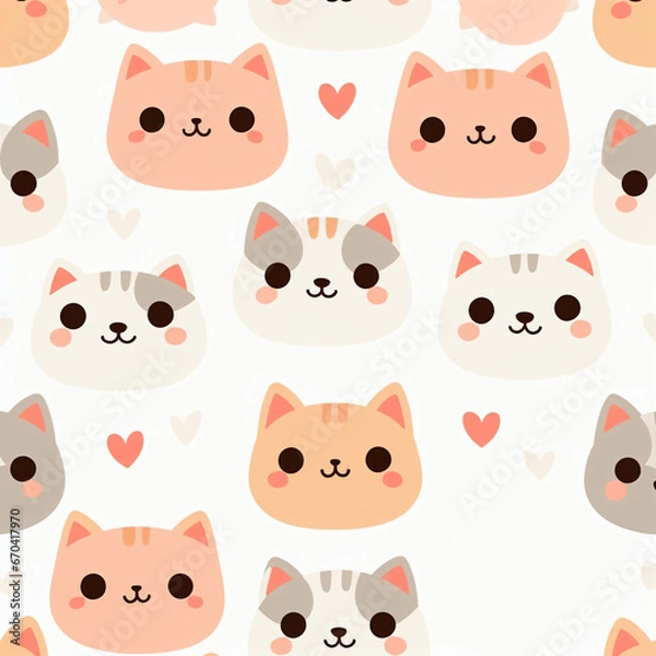 Obraz seamless pattern with cats - Generative AI