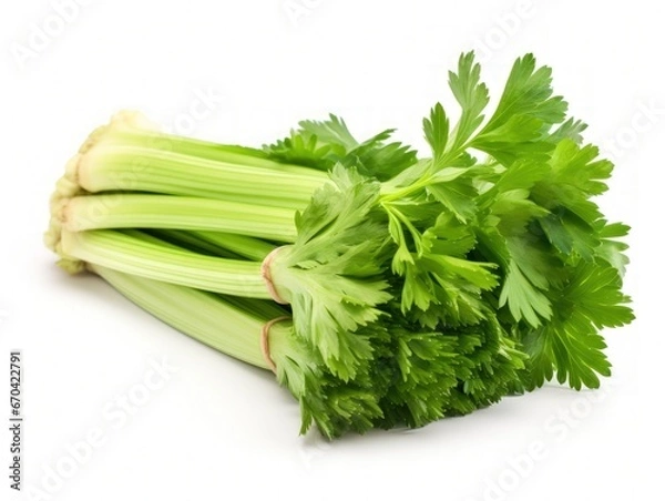 Obraz Fresh leaf celery isolated over a white background