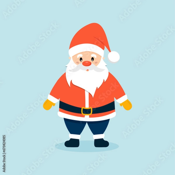 Obraz Christmas traditional Santa Claus vector character, flat style