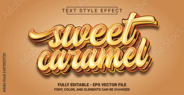 Fototapeta Editable Text Effect with Sweet Caramel Theme. Premium Graphic Vector Template.