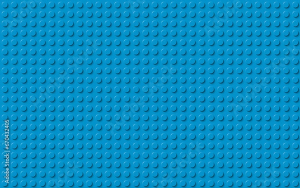 Fototapeta Blue plastic construction plate. Closeup plastic toy block. Abstract vector background. Seamless modern design