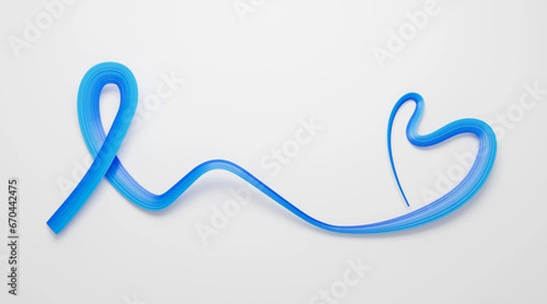 Fototapeta 3d Flag Of Heart Shaped Shiny Wavy Awareness Ribbon flag White Background 3d Illustration