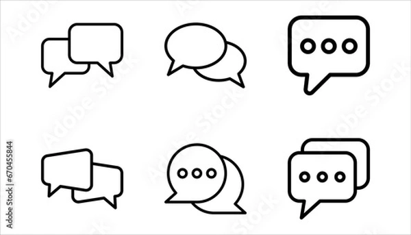 Fototapeta vector black and white speech bubbles icon set on white background