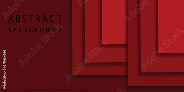 Fototapeta red overlapping Modern 3d geometry forms black lines with red borders on dark background. Luxurious bright red stripe with metallic effect. Vector Illustration
