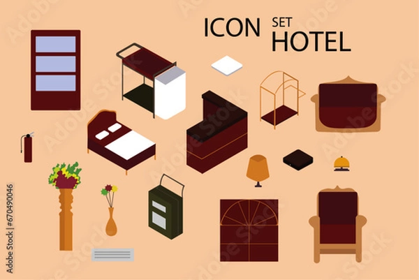 Fototapeta Icon Hotel Set