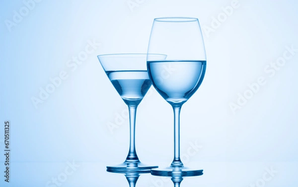 Fototapeta Refreshing drink in elegant stemware with reflective properties.