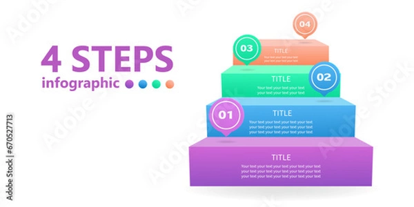 Fototapeta A ladder infographic template for workflow presentation. 4 steps. 3 D. Vector illustration.