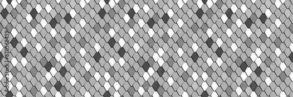 Obraz Dragon, snake,  fish, mermaid  scale texture seamless pattern design. white and black decoration print background