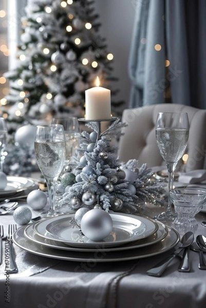 Obraz christmas table set