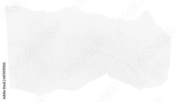 Fototapeta A piece of white crumpled paper on a blank background.