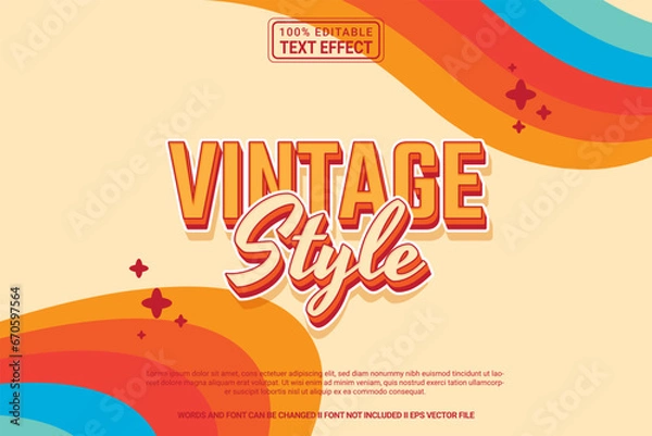 Fototapeta Editable text effect Vintage Style 3d cartoon template style modren premium vector