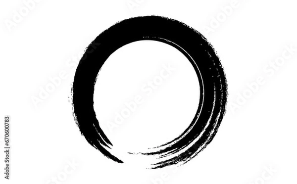 Obraz 毛筆手書き風　丸　黒