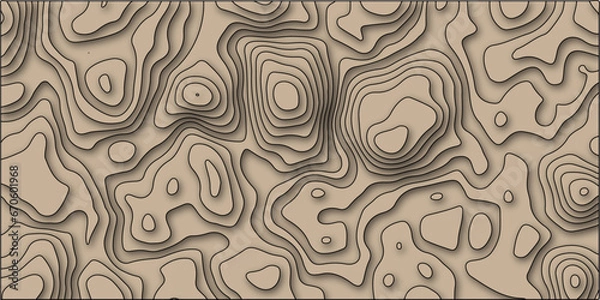 Fototapeta Trending modern abstract paper cut out Contour map background. Geography terrain & scheme. Topography grid counter map. Geographic line mountain relief with ines or wavy backdrop background.
