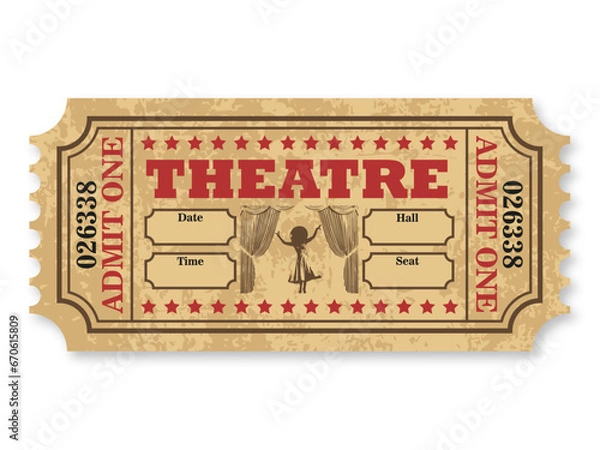 Fototapeta Vintage theatre ticket