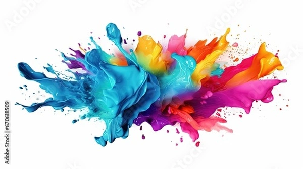 Fototapeta Colorful Paint Splash Isolated on the White Background
