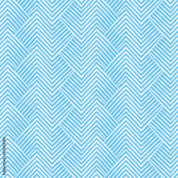 Fototapeta Abstract geometric pattern with stripes, lines. Seamless vector background. White and blue ornament. Simple lattice graphic design