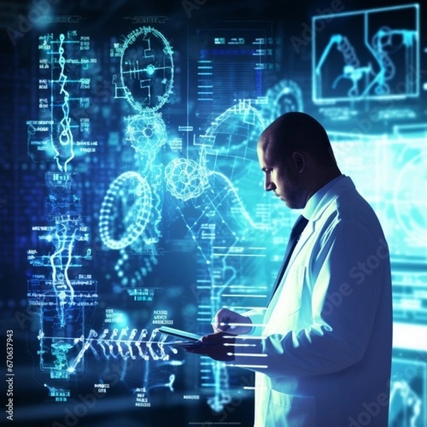 Fototapeta businessman touching screen  generated by AI