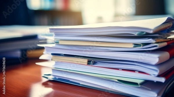 Fototapeta stack of documents  generated by AI