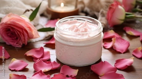 Fototapeta milk and rose   generated by AI