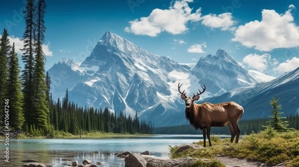 Fototapeta The Mighty Elk: Exploring the Magnificent World of Majestic Antlered Giants