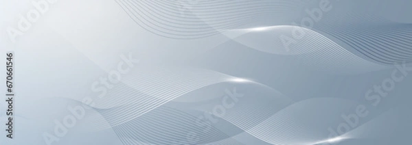 Obraz Grey white abstract background with flowing particles and smooth lines. Digital future technology concept. vector illustration.	
