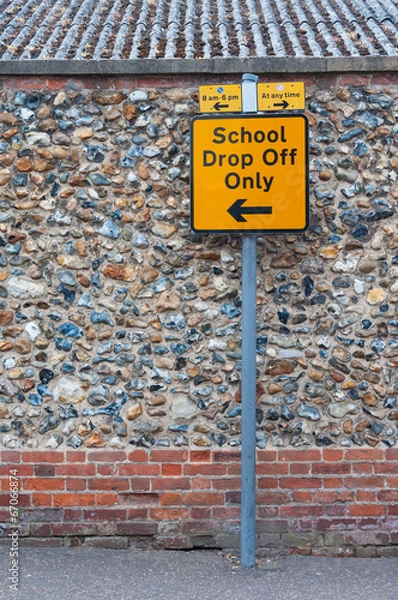 Obraz Sign post for school drop off only on UK road