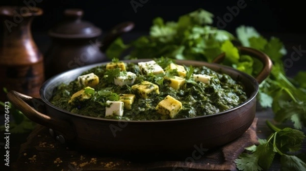 Fototapeta Palak Paneer - Spinach Paneer Curry from India