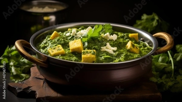 Fototapeta Palak Paneer - Spinach Paneer originated in India