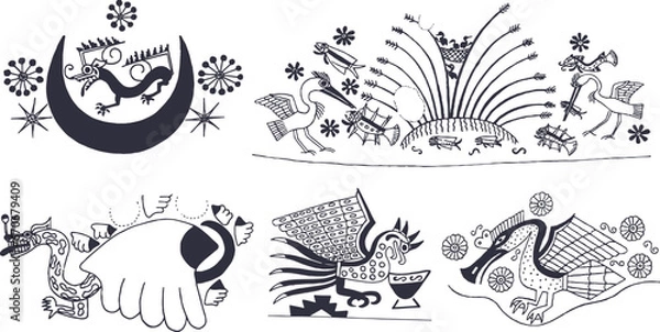 Fototapeta Andean iconography pre inca moche nazca wari tiahuanaco paracas chimu cultures of ancient peru cultural tattoo design
