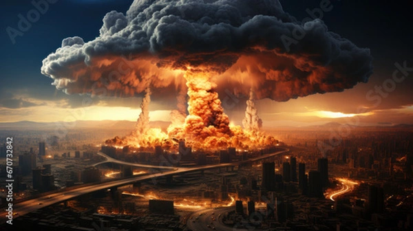 Obraz Nuclear explosion in the city.