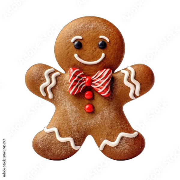 Fototapeta Christmas gingerbread on transparent background generative ai 