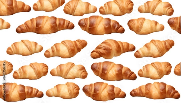 Obraz croissant isolated on white background, food concept, Generative ai	