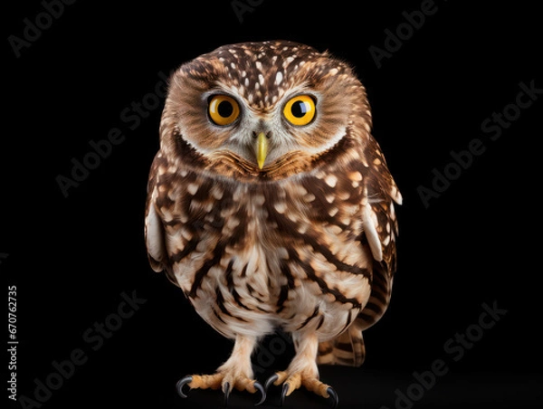 Fototapeta Owl Studio Shot Isolated on Clear Black Background, Generative AI