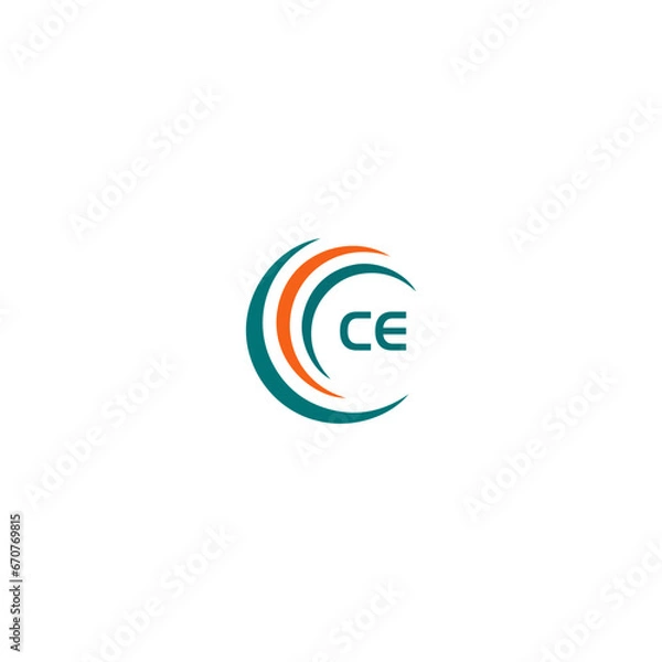 Obraz CE C E letter logo design. Initial letter CE linked circle uppercase monogram logo blue  and white. CE logo, C E design. CE, C E
