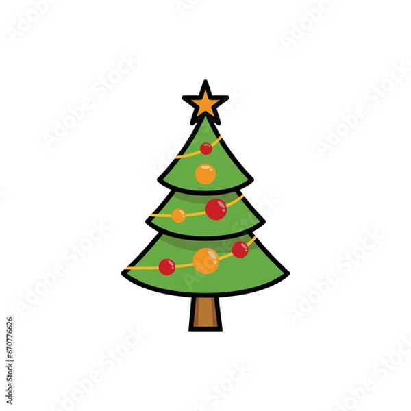 Fototapeta Christmas Tree Icon Vector Design Template