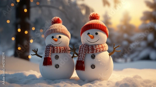 Fototapeta snowman on the snow