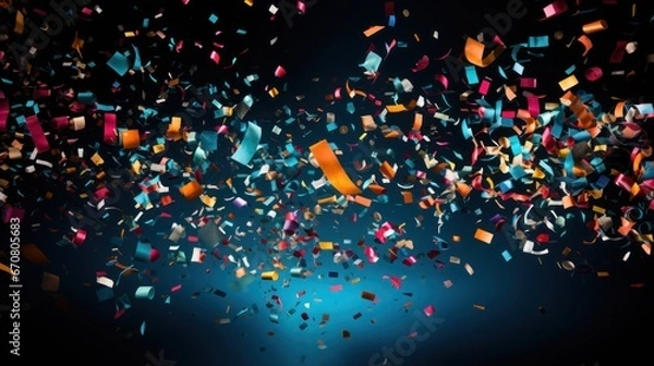 Fototapeta Streamers and confetti fill the air in a burst of joy