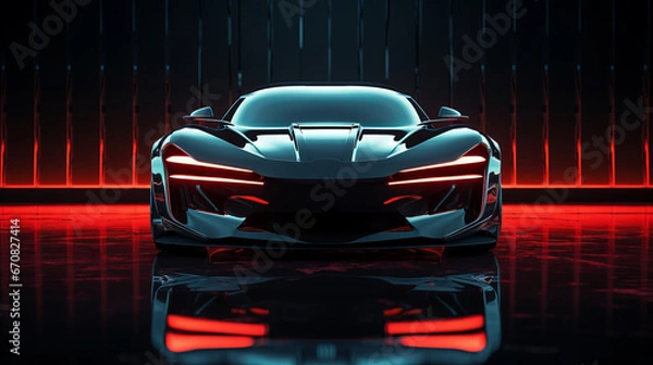 Fototapeta The sleek supercar blazed through the city streets, its fiery red lights reflecting off the glossy exterior, leaving a trail of envy and admiration in its wake