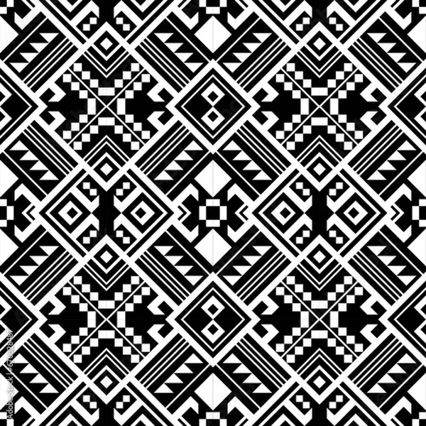 Fototapeta black and white seamless pattern