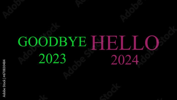 Fototapeta Windmill Goodbye 2023 Hello 2024  Text Design