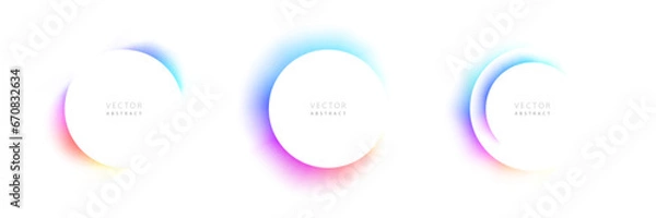 Fototapeta Set of Colorful Neon Lighting Frames on White Background. Vector Abstract Illustration.