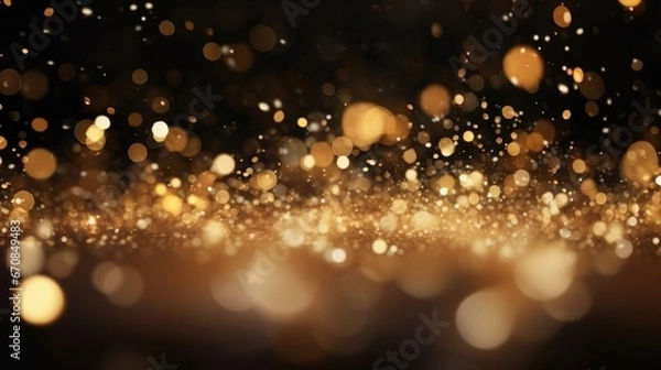 Fototapeta Abstract dark golden bokeh Christmas background